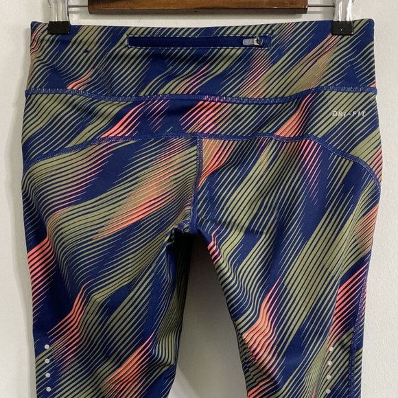 Nike Running Power Epic Run Crop Leggings Women's S Orange Green Blue Workout - Picture 4 of 9